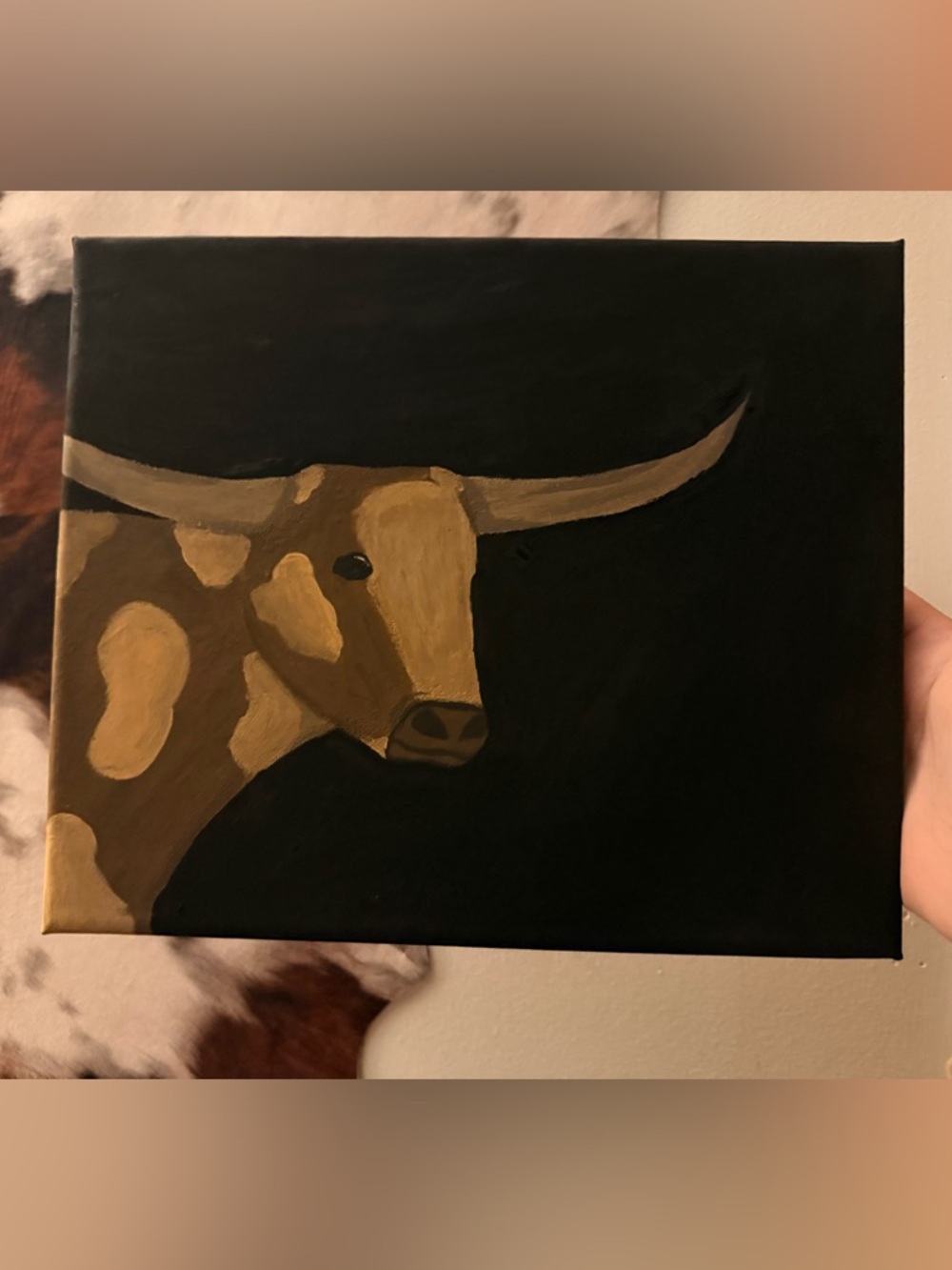 Brown Longhorn Canvas Wall Art - Rustic Home Accent